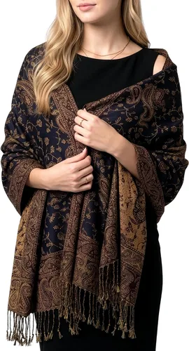 Vista 14 de Achillea Bufanda reversible de pashmina con estampado paisley – Chales y envolturas indios exóticos para vestidos de noche, festivales, todas