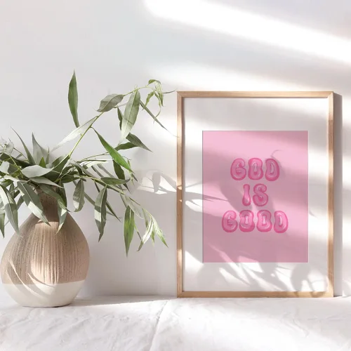 Vista 9 de Decoración de pared cristiana preppy rosa - Decoración de pared estética de Dios es bueno para mujeres, mujer, niñas adolescentes - Regalos