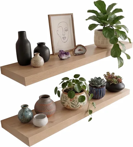 Vista 22 de joelsantiques Estantes flotantes de madera de 24 pulgadas para pared, 24 x Beige