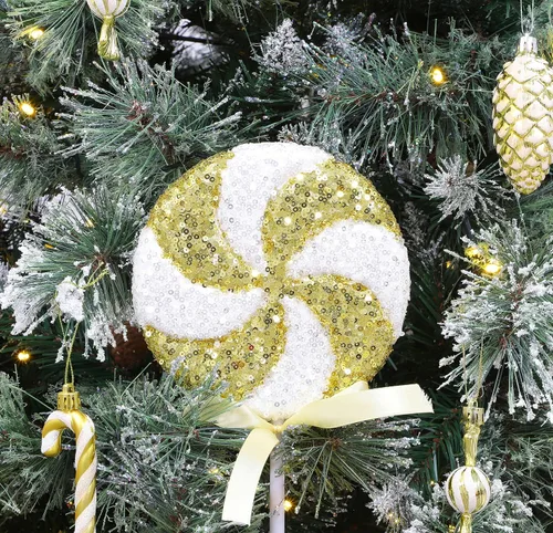 Vista 2 de Christmas Concepts® Piruleta gigante de lentejuelas brillantes de 14.173 in (14.2 pulgadas) para decoración navideña – Adornos para árbol de Navidad