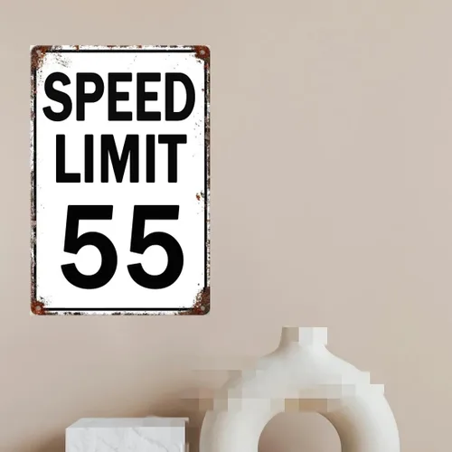 Vista 5 de Speed Limit - 55 letreros decorativos de metal de 8 x 12 pulgadas para tráfico, estilo retro, color 2