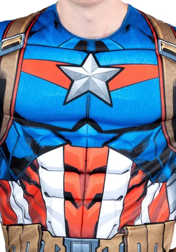 Vista 6 de Disfraz de Hombre Capitán América con Músculos Multicolor