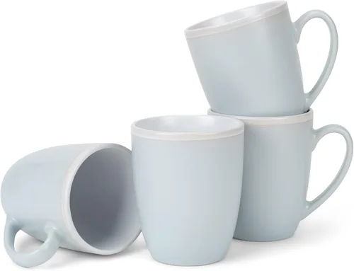 Vista 9 de Elanze Designs Juego de 4 tazas de cerámica mate de 16 onzas con interior blanco y negro