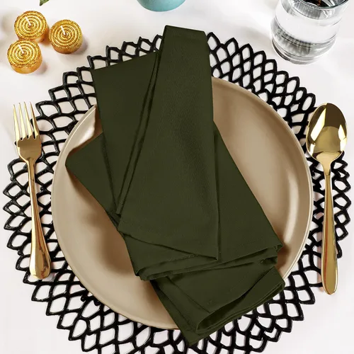 Vista 7 de Utopia Kitchen Servilletas de tela color oliva, 12 unidades, 18 x 18 pulgadas, mezcla de algodón absorbente, lavables y reutilizables, para cenas