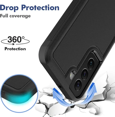 Vista 3 de Funda para Samsung Galaxy S22: funda protectora de doble capa resistente para teléfono celular, a prueba de golpes, con protector de pantalla