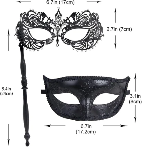 Vista 2 de IETANG - Máscara veneciana para parejas, accesorio de disfraz de fiesta.
