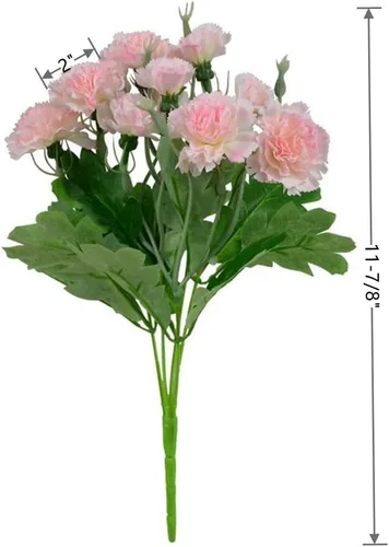 Vista 6 de Corkwaw Claveles artificiales de 40 cabezas, ramo de hortensias de seda, planta de plástico adecuada para accesorios de fotos, fiestas familiares