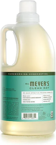 Vista 2 de Mrs. Meyer's Clean Day 2x HE detergente líquido de lavandería, albahacal, botellas de 64 onzas, 1211101, paquete de de 1, 1, 1