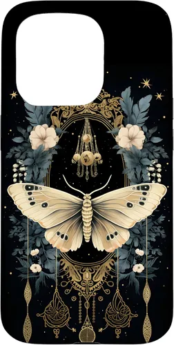 Vista 14 de iPhone 16 Celestial Moth Witchy Butterfly Botanical Moon Boho Flowers Case