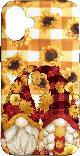Vista 22 de iPhone 16 Autumn Fall Gnome Pumpkin Buffalo Plaid Pattern Sunflower Case