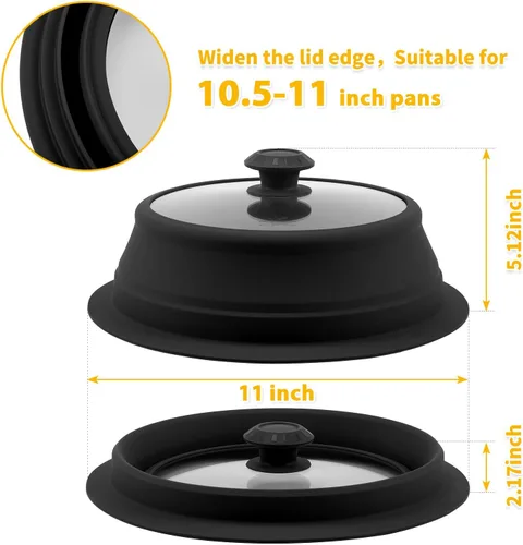Vista 4 de Tapa plegable para salpicaduras de microondas con cubierta de vidrio templado ventilado, tapa wok apta para microondas, olla de vapor y olla redonda