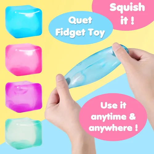 Vista 2 de 2 paquetes de cubos de estrés, pelotas de estrés flexibles para adultos y niños, juguete para aliviar la ansiedad, forma cuadrada con relleno