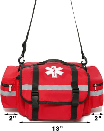 Vista 6 de Bolsa de primeros auxilios, bolsa médica vacía para trauma, organizador de bolsa de primeros auxilios, bolsa de transporte de hombro EMS/EMT, 13 x 9