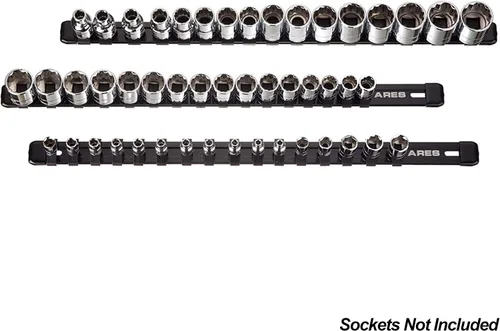 Vista 5 de ARES 70087-Organizador de enchufes de aluminio de 3 piezas, rieles de transmisión de 1/4 pulgadas, 3/8 pulgadas y 1/2 pulgadas con capacidad para 48