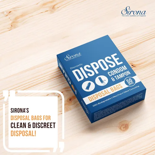 Vista 3 de Sirona Bolsas de eliminación de preservativos y tampones - 50 bolsas para eliminación discreta de tampones y preservativos Bolsa de basura
