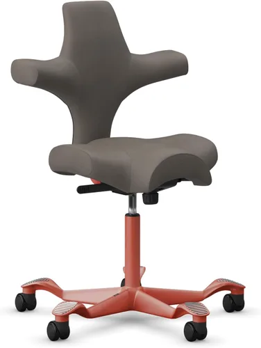 Vista 30 de HAG Capisco Silla de escritorio estándar ajustable, marco negro, asiento negro de vinilo ónix
