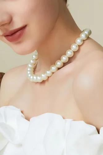 Vista 2 de BABEYOND - Collar de perlas redondas de imitación para novias, ideal para boda