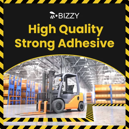 Vista 4 de Bizzy Cinta de seguridad negra y amarilla de 2 pulgadas x 108 pies industrial Cinta de precaución amarilla y negra para piso, cinta de cuidado