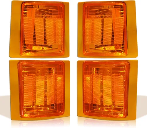 Vista 7 de Bestview - Conjunto de luz de giro frontal, luz de esquina, reflector de marca lateral superior e inferior, carcasa cromada, lente ámbar compatible