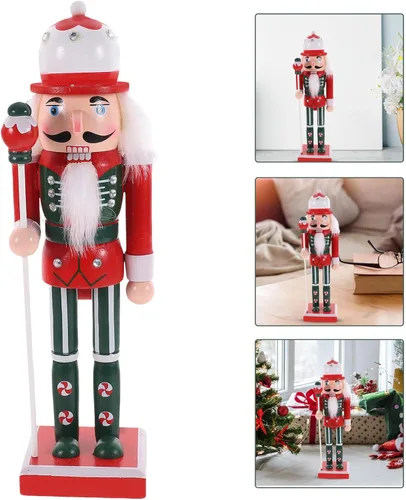 Vista 7 de PRETYZOOM Cascanueces de Navidad de madera, marioneta de cascanueces de Navidad, decoración de cascanueces de madera, figura de cascanueces