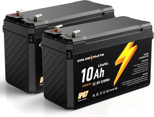 Vista 11 de GOLDENMATE - Batería LiFePO4 de litio de 12 V, 7 Ah, impermeable IP67, ligera