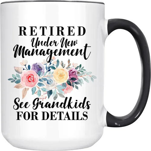 Vista 3 de Taza de jubilación para mujer, taza de feliz jubilación para compañera de trabajo, taza divertida para abuela jubilada de nietos 11 onzas
