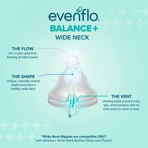 Vista 7 de Evenflo Balance+ Biberones de cristal de cuello ancho, transparentes, 6 onzas líquidas, paquete de 6
