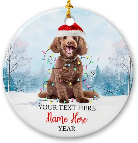 Vista 28 de Adorno de cerámica de Alaska Malamute de Feliz Navidad, decoración personalizada de Papá Noel, perro de Alaska Malamute nombre de perro, decoración