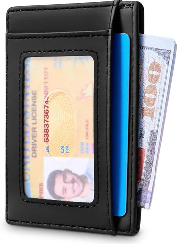 Vista 2 de Travelambo Billetera delgada con bolsillo delantero y clip para el dinero con bloqueo de identificación por radiofrecuencia, talla única