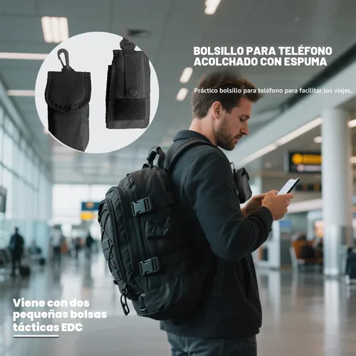 Vista 2 de Miramrax - Mochila táctica militar del ejército - Paquete de asalto para hombres, mochilas Molle, bolsa de evacuación, paquete de 3 días para Negro