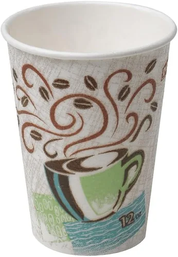 Vista 2 de PerfecTouch - Vasos calientes de papel, 12 onzas, diseño de neblina de café, paquete de 50