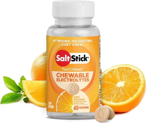 Vista 23 de SaltStick Electrolyte FastChews con cafeína – 60 tabletas masticables Citrus Burst – Tabletas de sal para correr e hidratar, masticables