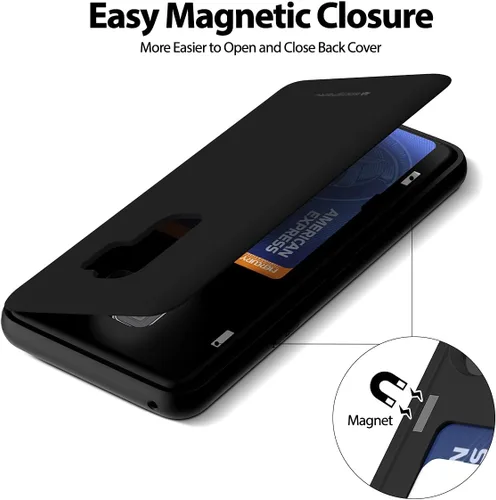 Vista 4 de GOOSPERY Parachoques magnético para puerta compatible con Galaxy S9 Plus, tarjetero tipo billetera con cierre automático por iman, funda protectora