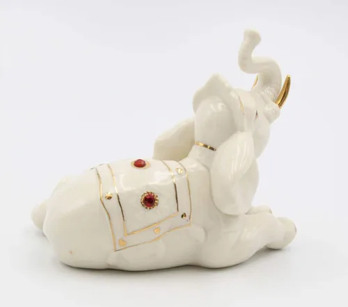 Vista 4 de Cosmos Gifts Figura fina y elegante de porcelana de jade con detalles dorados, 5-1/4 pulgadas de largo