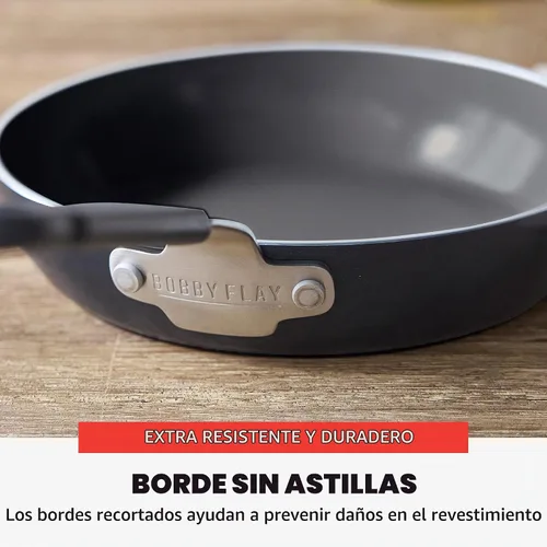 Vista 8 de GreenPan x Bobby Flay - Sartén antiadherente de 8", cerámica de diamante libre de PFAS, apta para inducción, mango de silicona que permanece frío