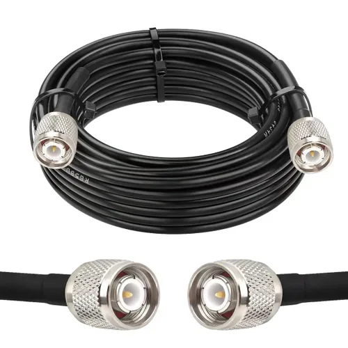 Vista 9 de MOOKEERF TNC macho a TNC macho cable coaxial de 3 pies, 2 unidades de 50 ohmios RG58 cable coaxial con conectores TNC para antena de navegación