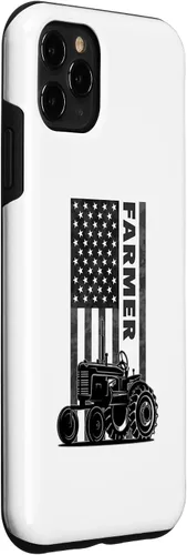 Vista 3 de Funda para iPhone 11 Pro Max para tractores agrícolas patrióticos de Estados Unidos con bandera estadounidense