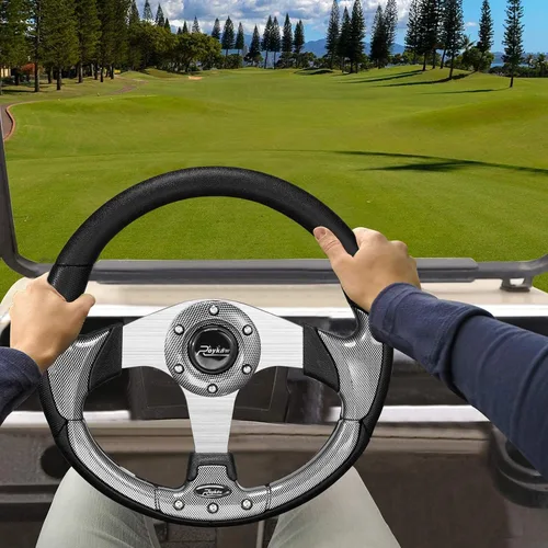 Vista 6 de Roykaw Volante universal para carrito de golf compatible con EZGO RXV TXT, Club Car DS Precedent Tempo, Yamaha G29 Drive Drive 2, diseño universal