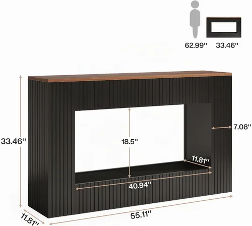 Vista 2 de Tribesigns Mesa consola moderna, mesa de entrada de madera de 55 pulgadas con almacenamiento, mesa de sofá larga estrecha detrás del sofá para sala