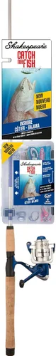 Vista 26 de Shakespeare Catch More Fish Spinning Reel and Fishing Rod Combo with Kit rojo - mediano