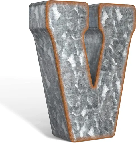 Vista 32 de CraftyCrocodile Números de metal galvanizado de 7" para decoración de pared - Número 3D 0 para colgar y de pie libre - Números de mesa rústicos