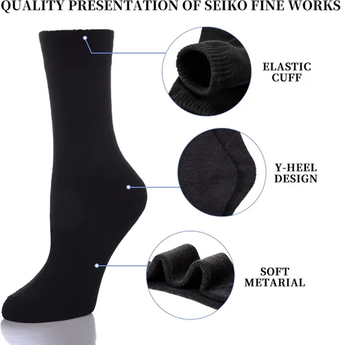 Vista 2 de SDBING Women's Thick Cotton Socks Soft Cotton Winter Warm Crew Socks for Women