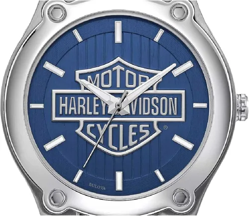 Vista 3 de Harley-Davidson 76A159 - Reloj de acero inoxidable para hombre, diseño de barra y escudo