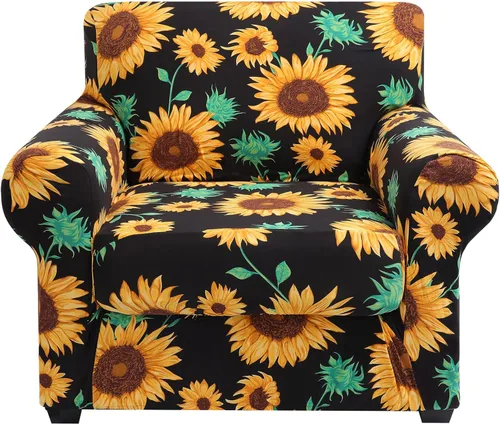 Vista 62 de hyha Funda para sofá, fundas para sofá biplaza, diseño floral, elásticas, estampadas, 3 piezas, fundas para sofá de 2 cojines separados, protector