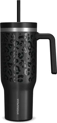 Vista 39 de Hydrapeak Voyager Vaso de 40 oz con Asa y Tapa con Pajita Botella de Agua Reutilizable de Acero Inoxidable Taza de Viaje Compatible con Portavasos