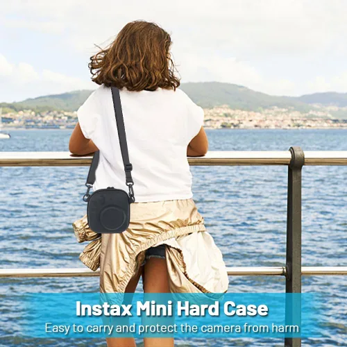 Vista 2 de Funda rígida para cámara instantánea Fujifilm Instax Mini 99/12/11/10/9/8/7+/40, bolsa de transporte protectora EVA con correa para el hombro (A)