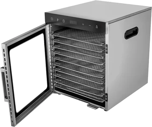 Vista 3 de Máquina deshidratadora de alimentos, 110 V, 800 W, 10 bandejas de acero inoxidable, secadora de alimentos de cocina con temperatura ajustable