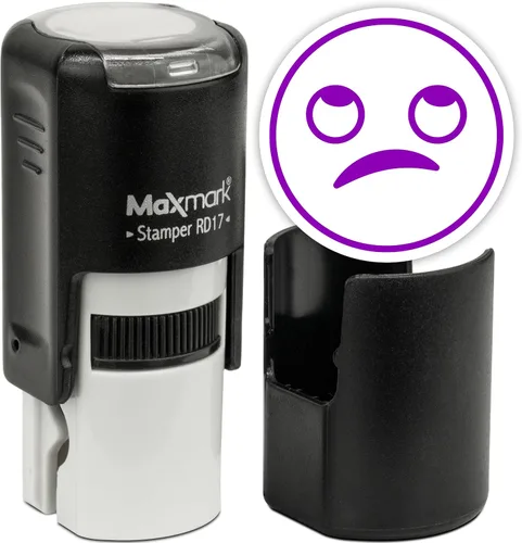 Vista 72 de MaxMark Sello de Emoji Autoentintado Redondo - Enojada - Tinta Negra