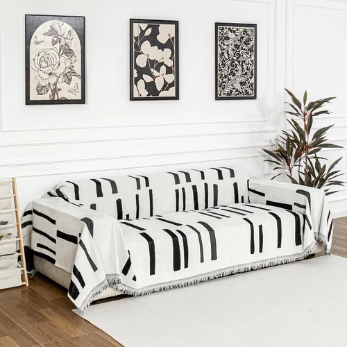 Vista 11 de MYSKY HOME - Funda extragrande para sillón de 1 cojín, lavable, protector de sofá con borlas, para mascotas y niños, 71 x 91 pulgadas, color beige