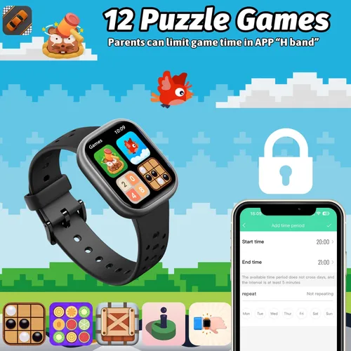 Vista 7 de Heroange - Reloj inteligente para niños y niñas, resistente al agua IP68, reloj de seguimiento de fitness para niños con pantalla de 1.83", monitor